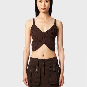 Blumarine Brown Cut Out Crop Camisole